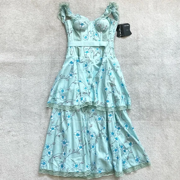 CORSET STORY NWT Tropical Mesh Panel Corset Dress Romantic Feminine Victorian - Picture 16 of 16